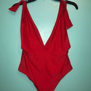 One piece red swimsuit